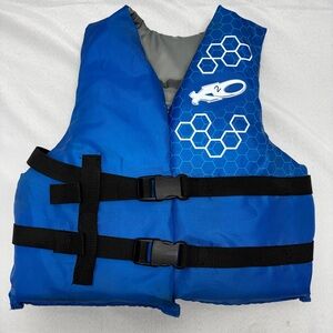 Exxel Youth Blue Life Vest Jacket 50-90 lbs 26-29” Flotation Device PFD Boating
